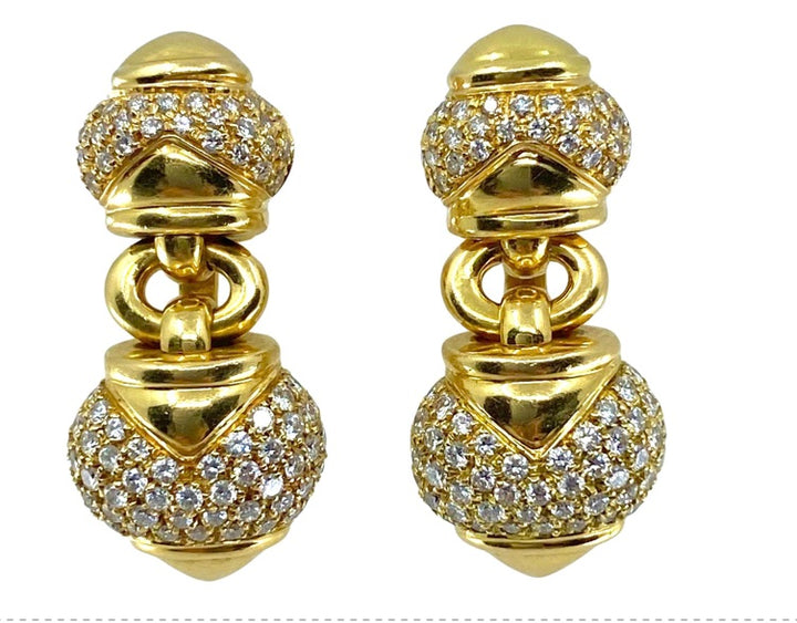 Bulgari Diamond Earrings Gold Doppio Cuoro