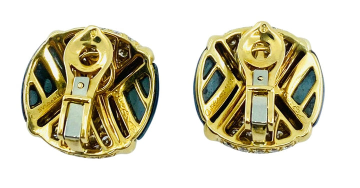 Bulgari Diamond Hematite 18K Gold Earrings