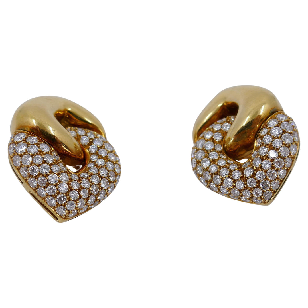 Bulgari Doppio Cuore Earrings Diamond 18k Gold Vintage