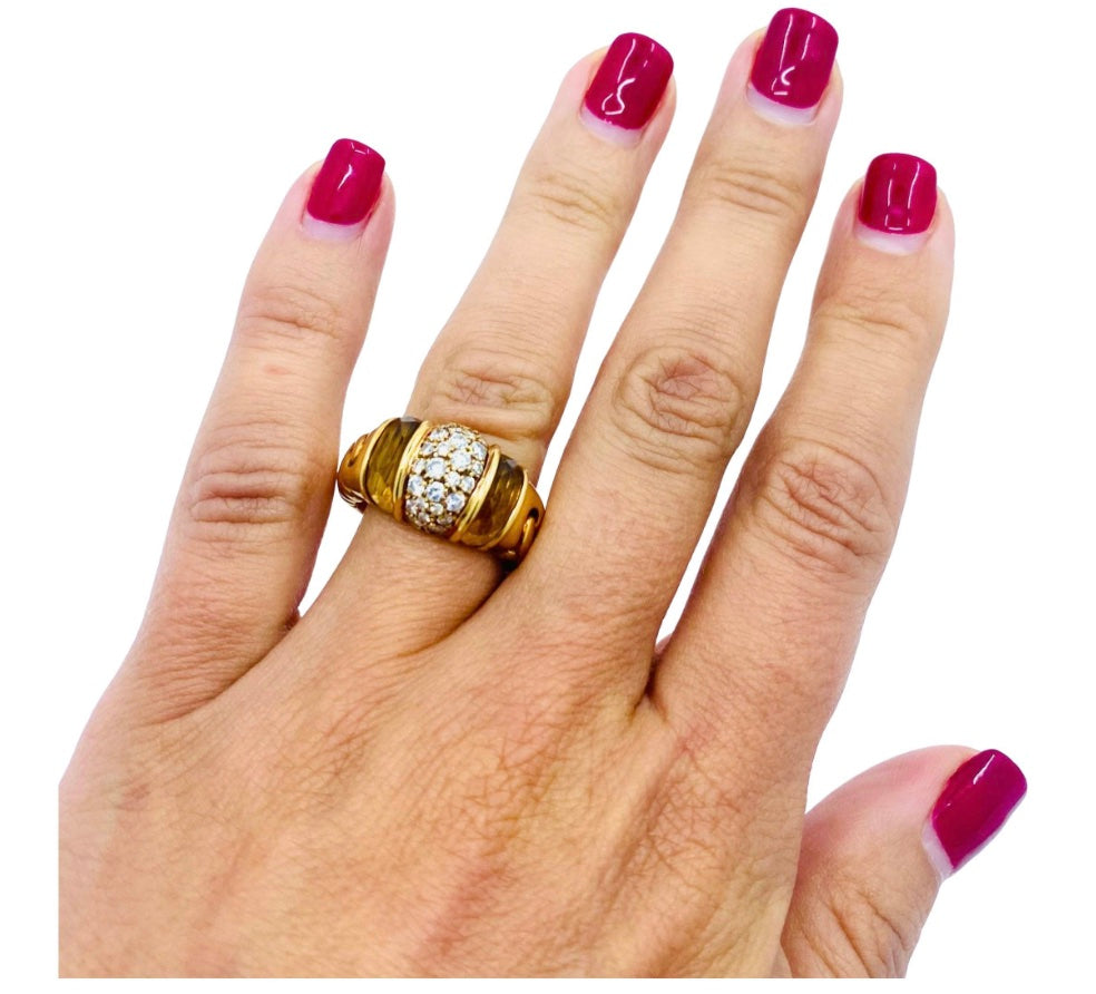 Bulgari Doppio Cuore Ring Diamond Citrine