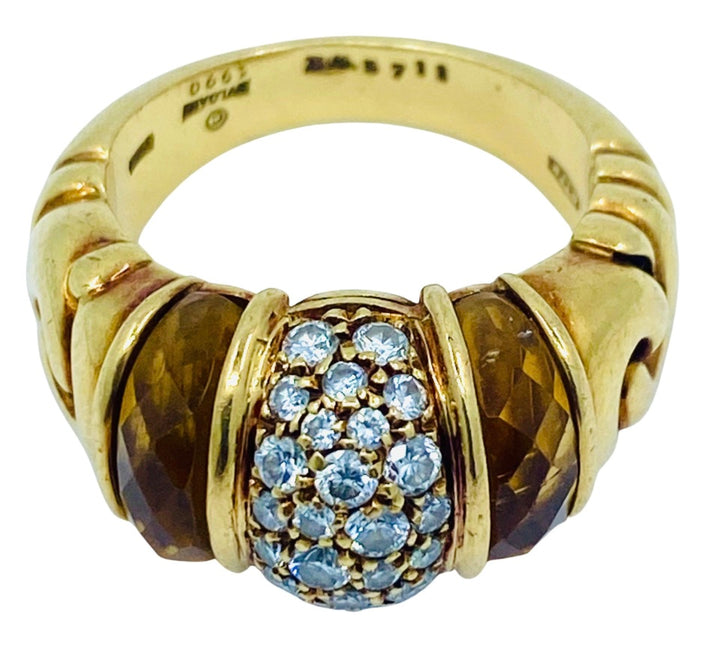 Bulgari Doppio Cuore Ring Diamond Citrine