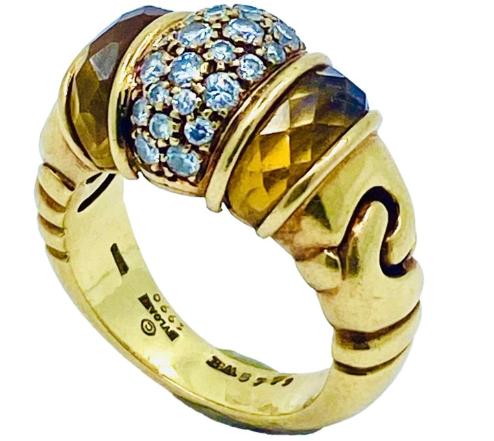 Bulgari Doppio Cuore Ring Diamond Citrine