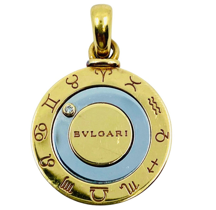 Bulgari Horoscope Movable Diamond Pendant Gold Stainless Steel