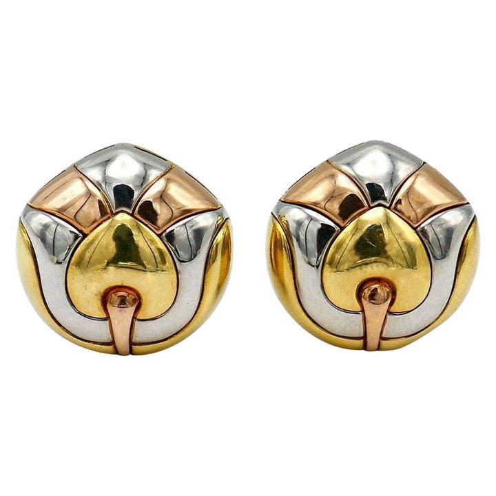 Bulgari Three Tone Gold Earrings