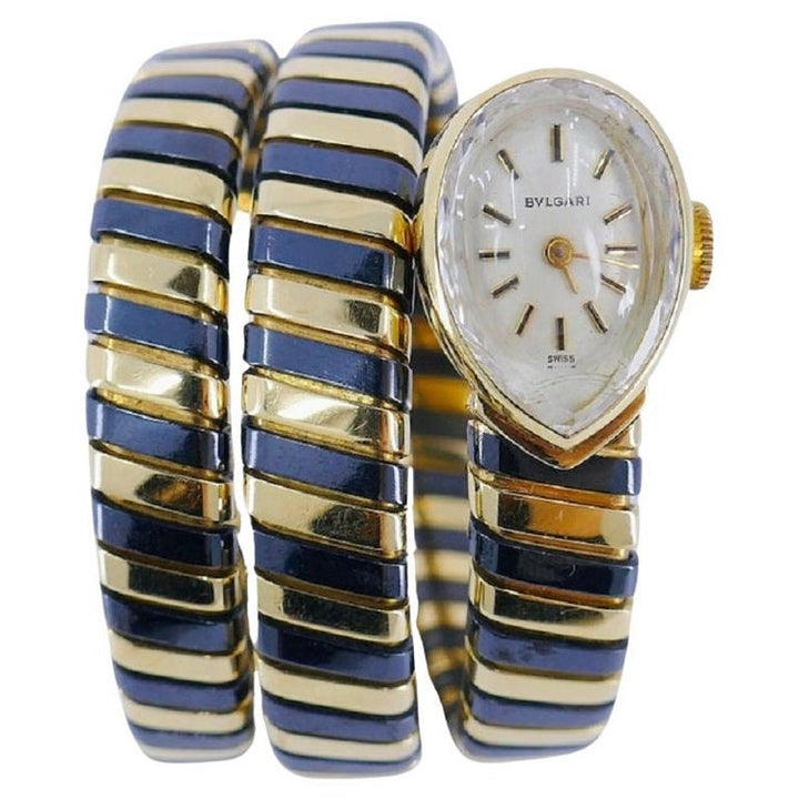 Rare Blackened Gold Bulgari Watch Tubogas Bracelet c. 1960s