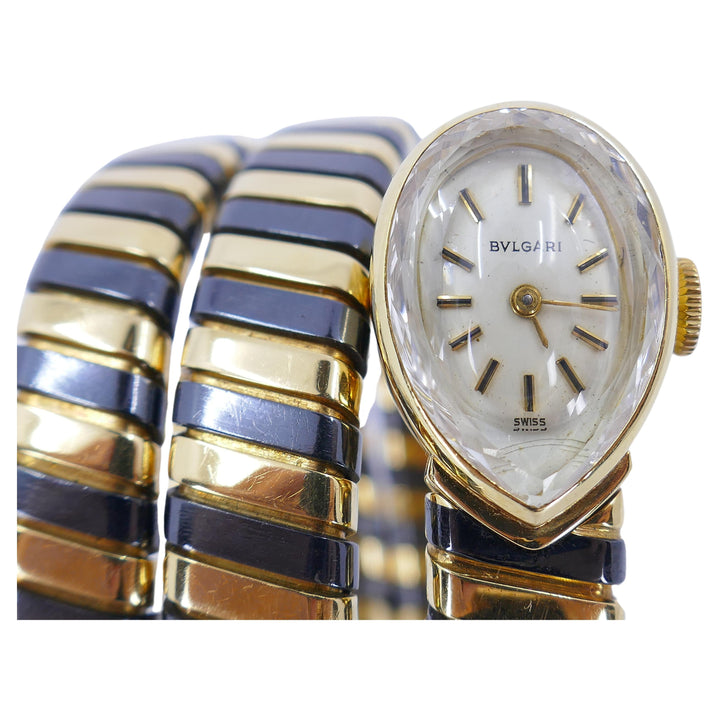 Rare Blackened Gold Bulgari Watch Tubogas Bracelet c. 1960s