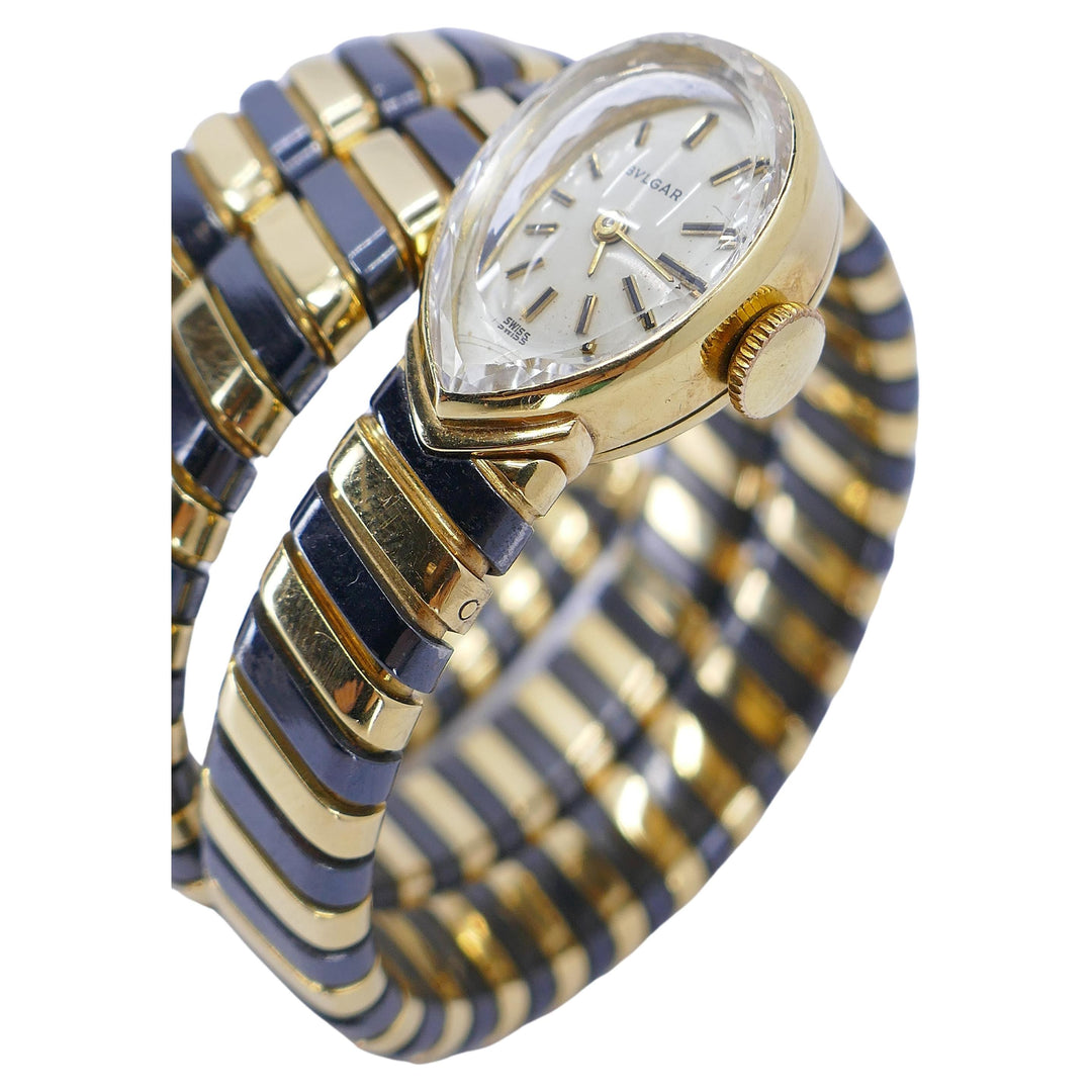 Rare Blackened Gold Bulgari Watch Tubogas Bracelet c. 1960s