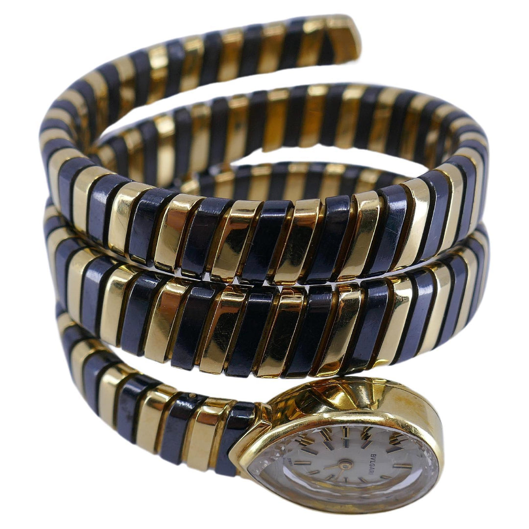 Rare Blackened Gold Bulgari Watch Tubogas Bracelet c. 1960s