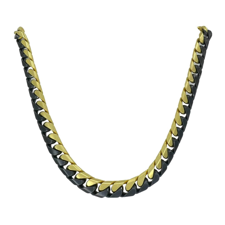 Vintage Bulgari 18k Yellow & Blackened Gold Curb link Chain Necklace