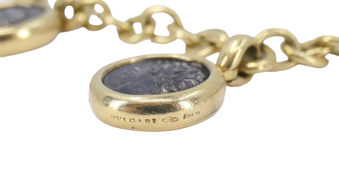 Bvlgari Monete Ancient Coin 18k Gold Charm Bracelet