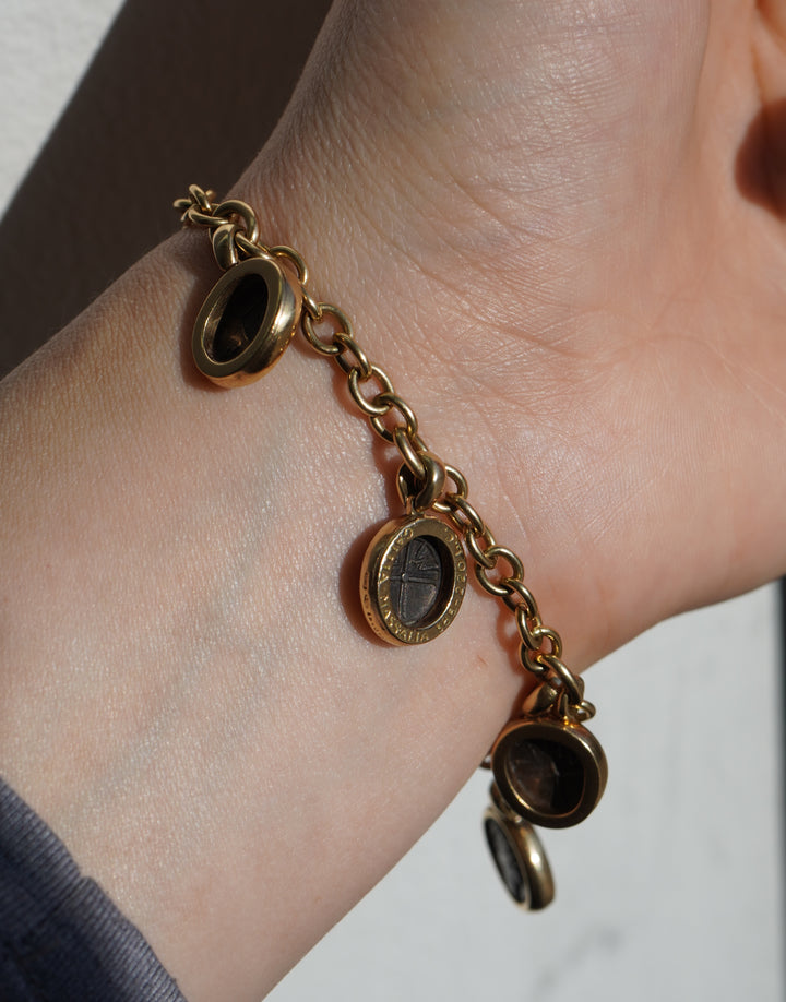 Bvlgari Monete Ancient Coin 18k Gold Charm Bracelet