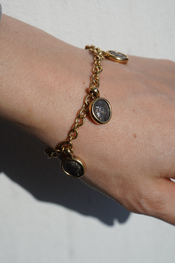 Bvlgari Monete Ancient Coin 18k Gold Charm Bracelet