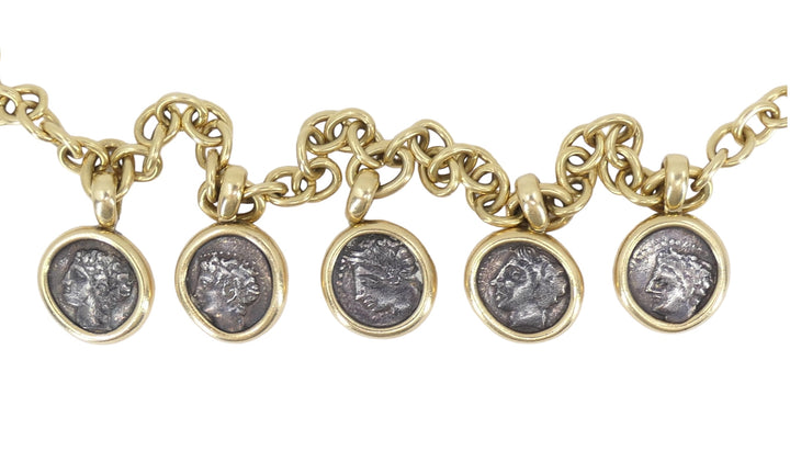 Bvlgari Monete Ancient Coin 18k Gold Charm Bracelet