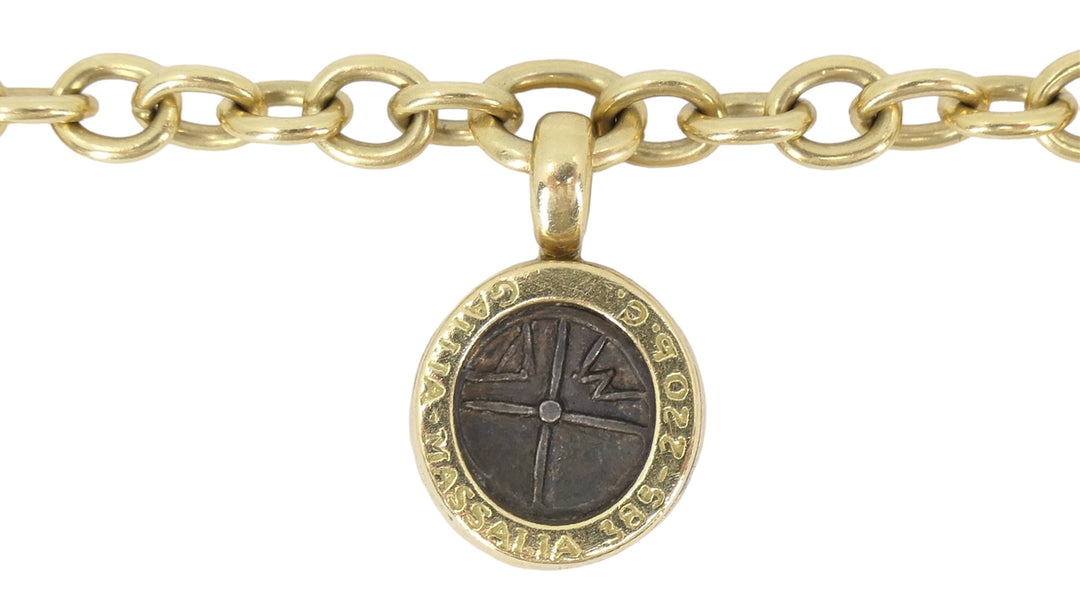 Bvlgari Monete Ancient Coin 18k Gold Charm Bracelet