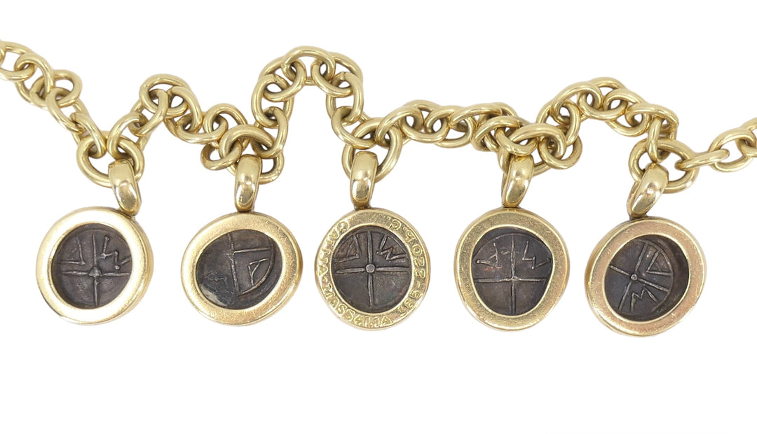 Bvlgari Monete Ancient Coin 18k Gold Charm Bracelet