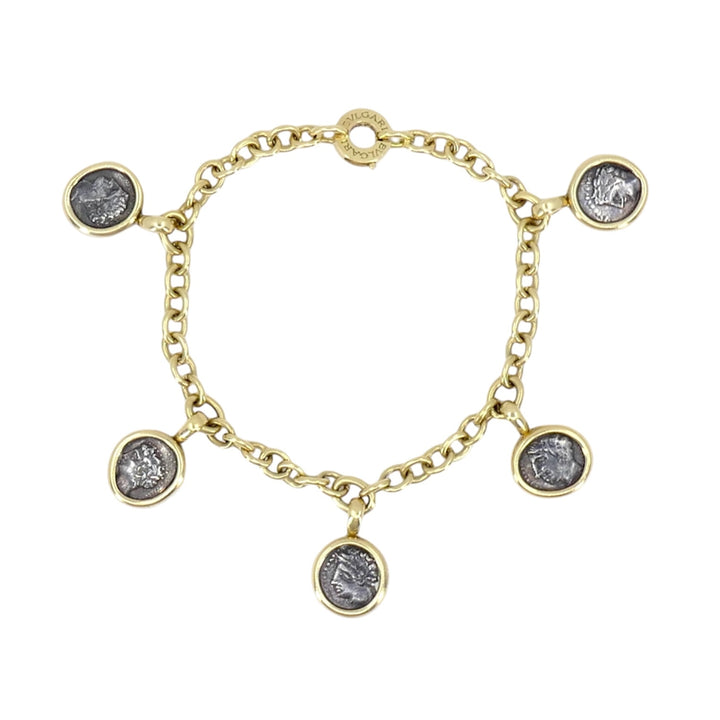 Bvlgari Monete Ancient Coin 18k Gold Charm Bracelet