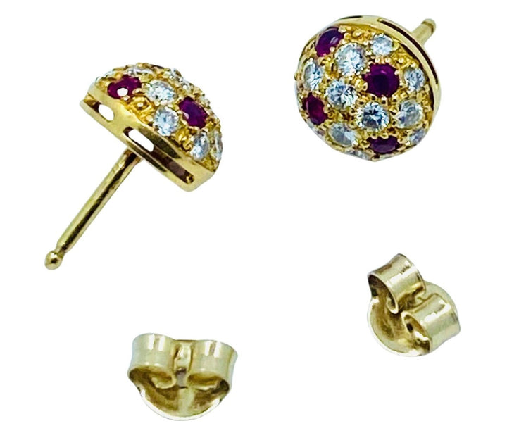 Cartier Diamond Ruby Stud Earrings