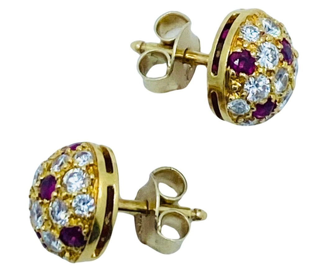 Cartier Diamond Ruby Stud Earrings