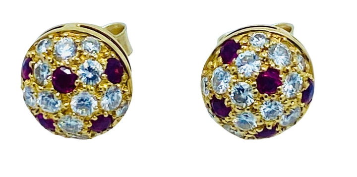 Cartier Diamond Ruby Stud Earrings