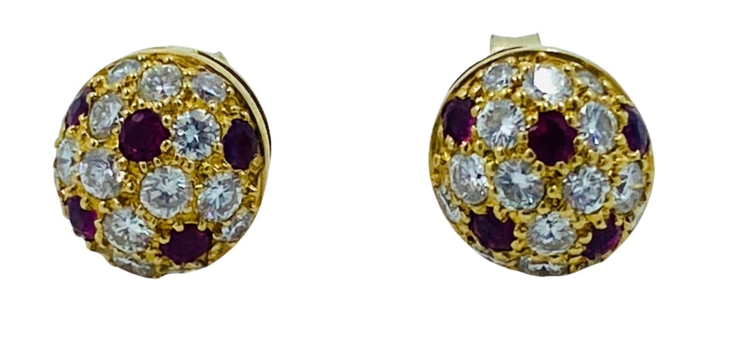 Cartier Diamond Ruby Stud Earrings