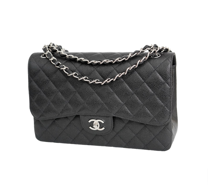 Chanel Jumbo Caviar Leather Black Classic Flap Bag