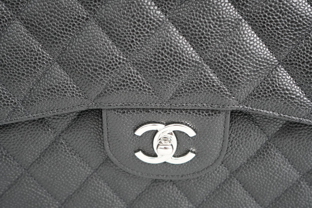 Chanel Jumbo Caviar Leather Black Classic Flap Bag