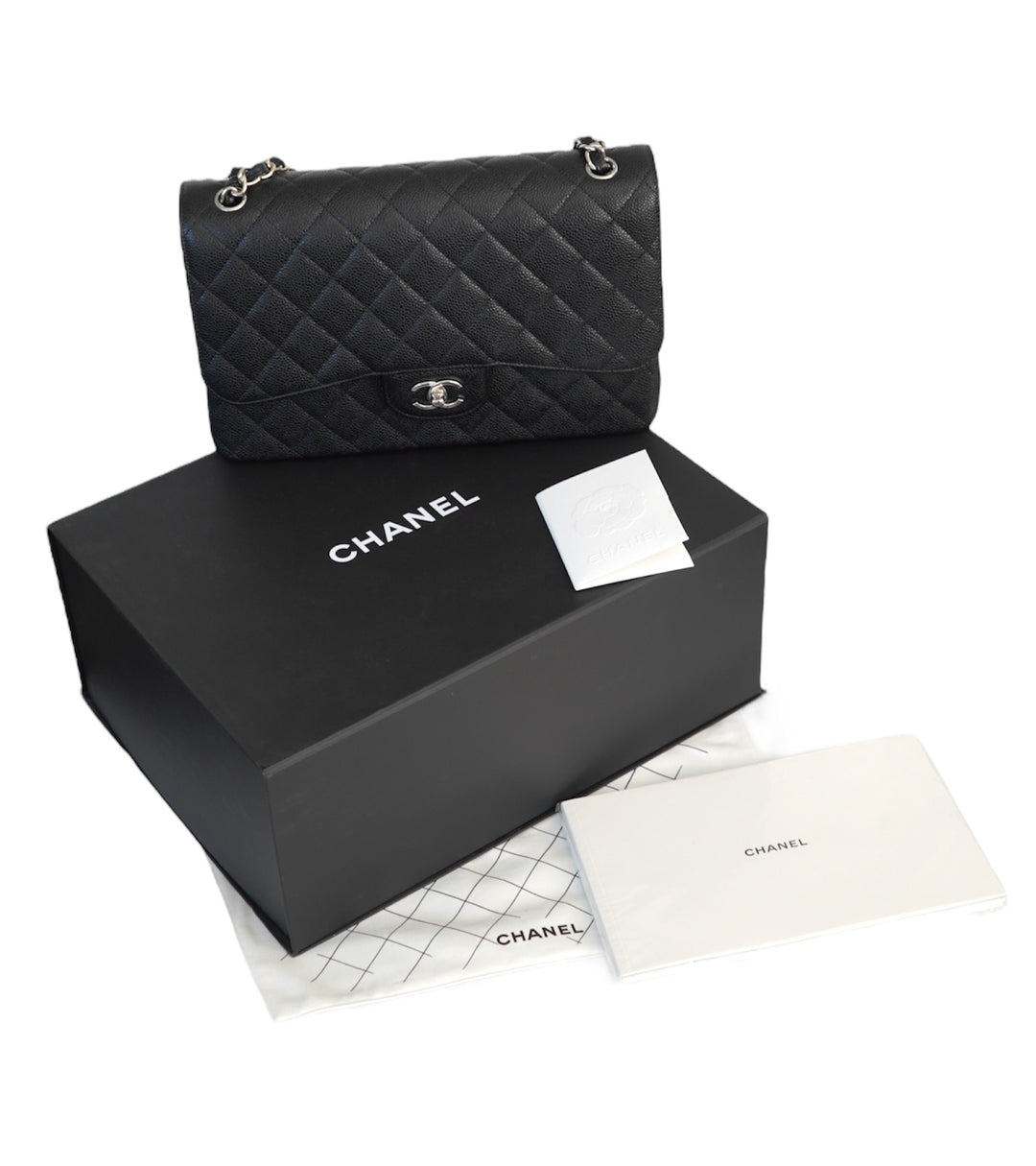 Chanel Jumbo Caviar Leather Black Classic Flap Bag