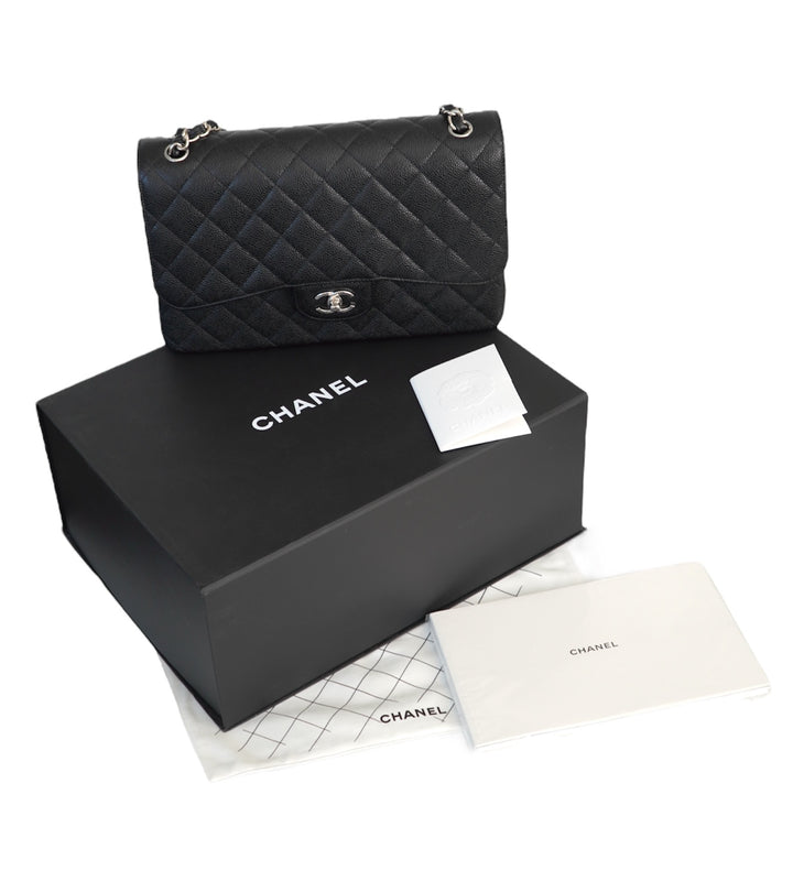 Chanel Jumbo Caviar Leather Black Classic Flap Bag