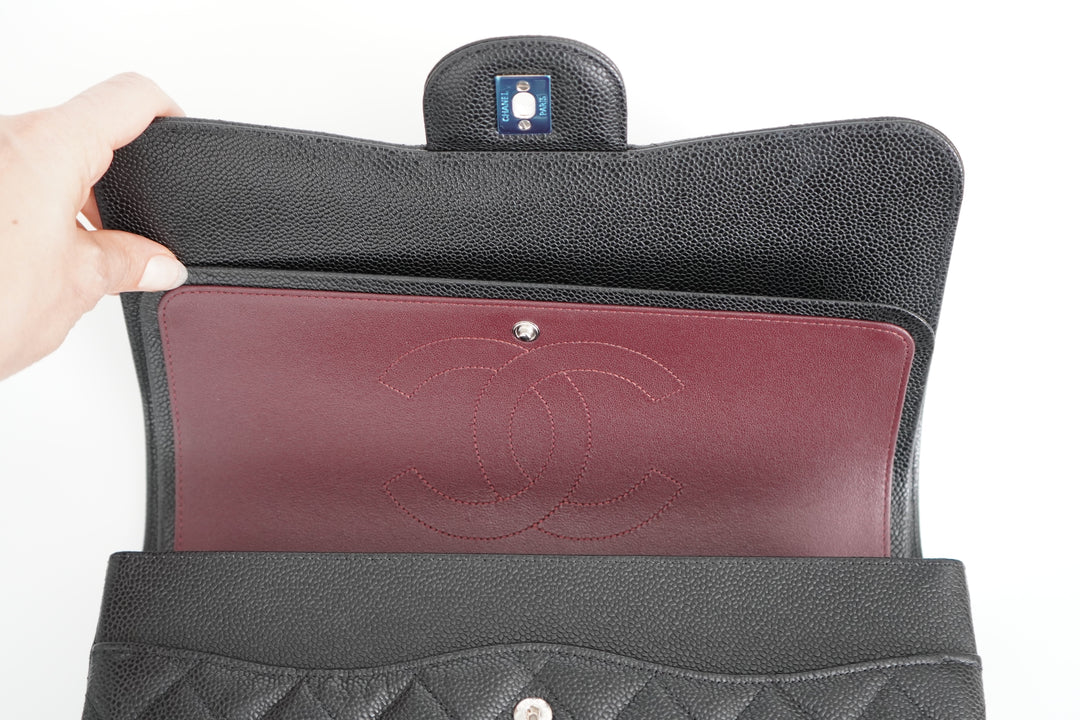 Chanel Jumbo Caviar Leather Black Classic Flap Bag