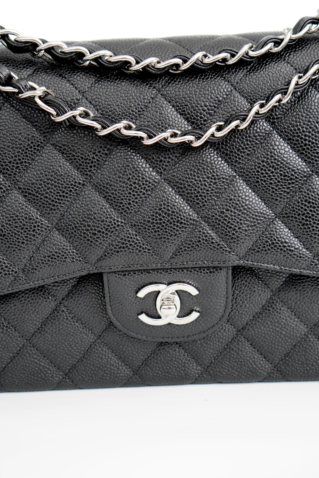 Chanel Jumbo Caviar Leather Black Classic Flap Bag