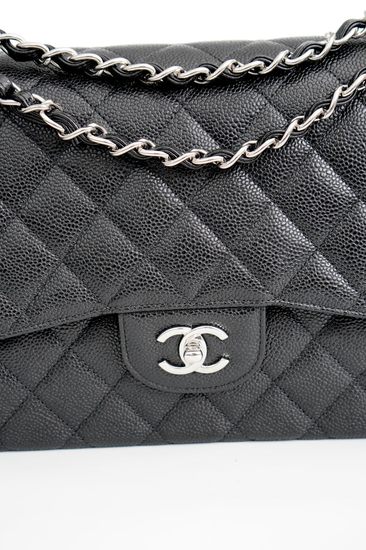 Chanel Jumbo Caviar Leather Black Classic Flap Bag