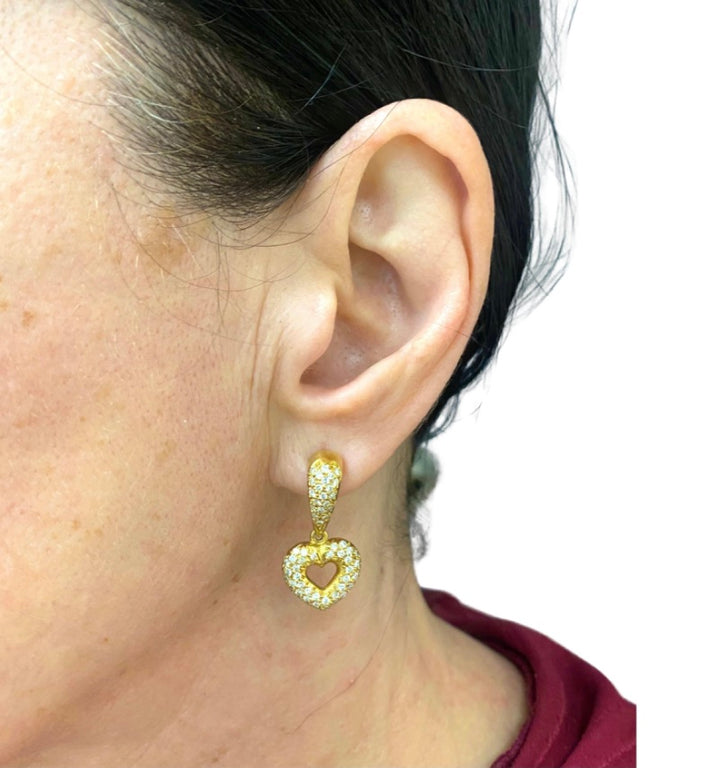 Chaumet Heart Earrings Gold Diamond Vintage