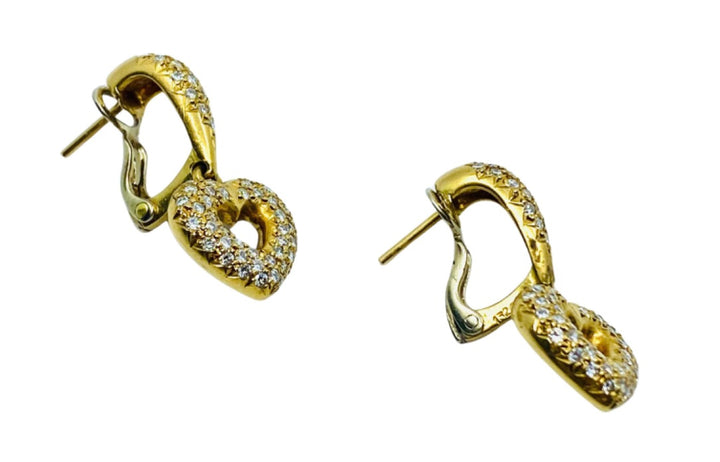 Chaumet Heart Earrings Gold Diamond Vintage