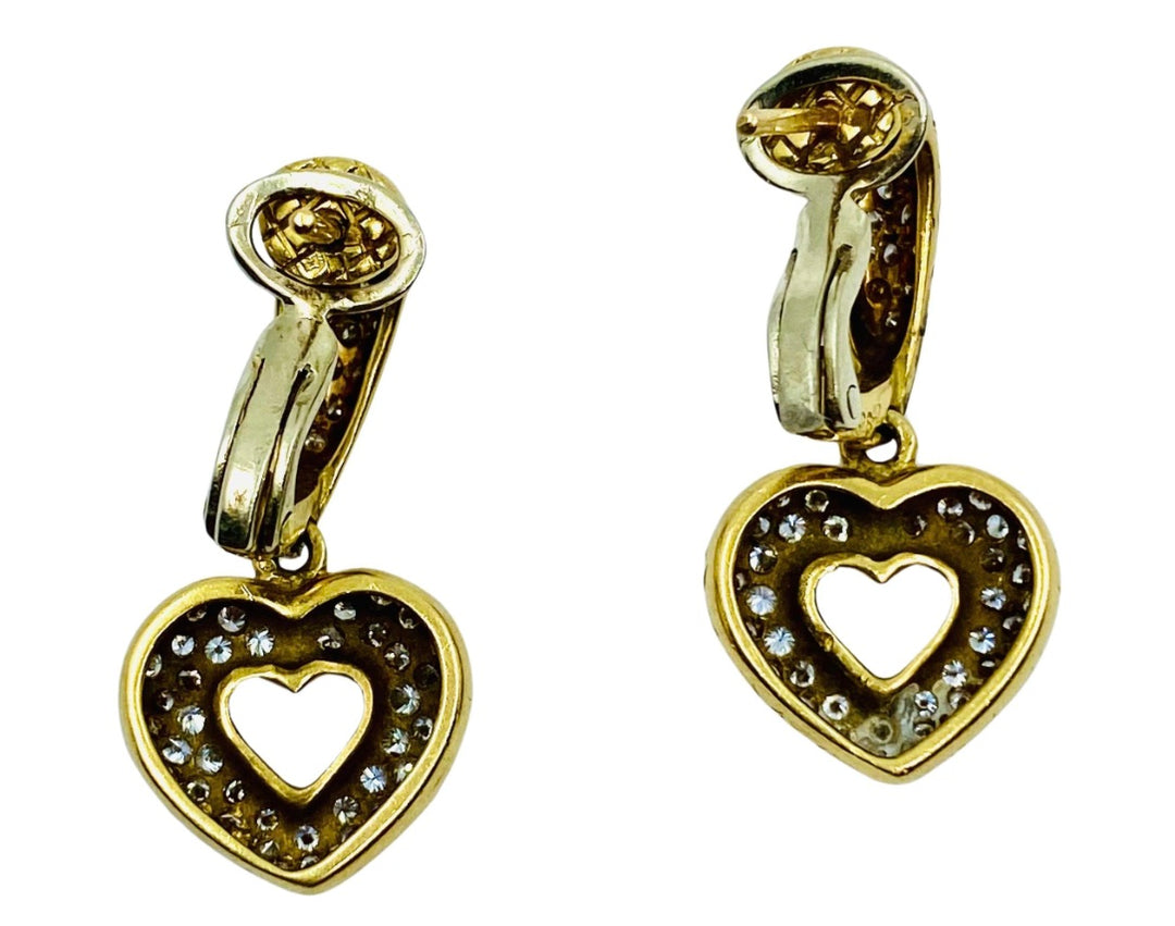 Chaumet Heart Earrings Gold Diamond Vintage
