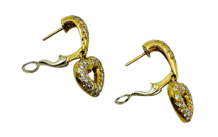 Chaumet Heart Earrings Gold Diamond Vintage