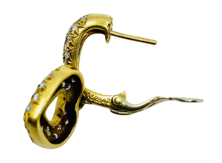 Chaumet Heart Earrings Gold Diamond Vintage