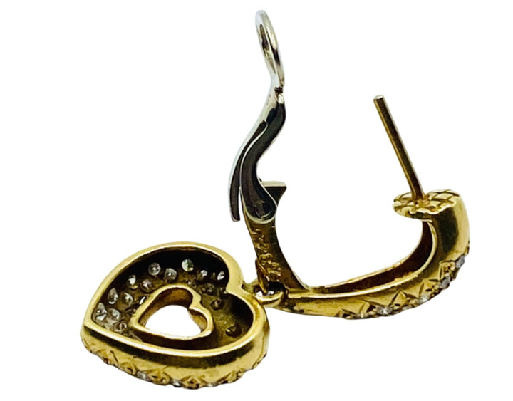 Chaumet Heart Earrings Gold Diamond Vintage