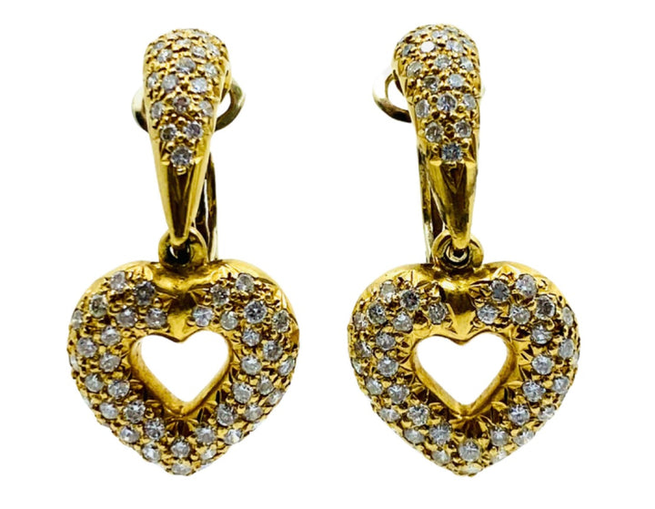 Chaumet Heart Earrings Gold Diamond Vintage