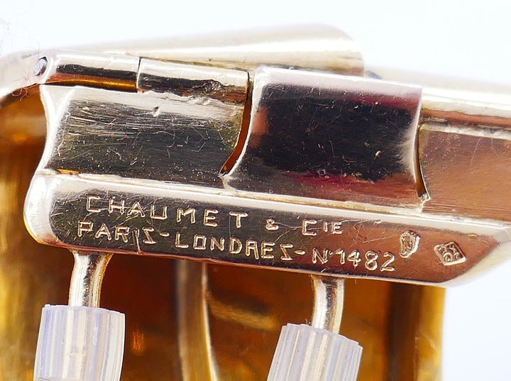 Chaumet Retro Brooch 18k Gold Diamond Pin Estate Jewelry