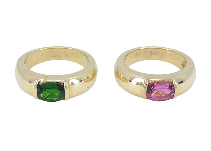 Chaumet Pair of 18k Gold Tourmaline Rings