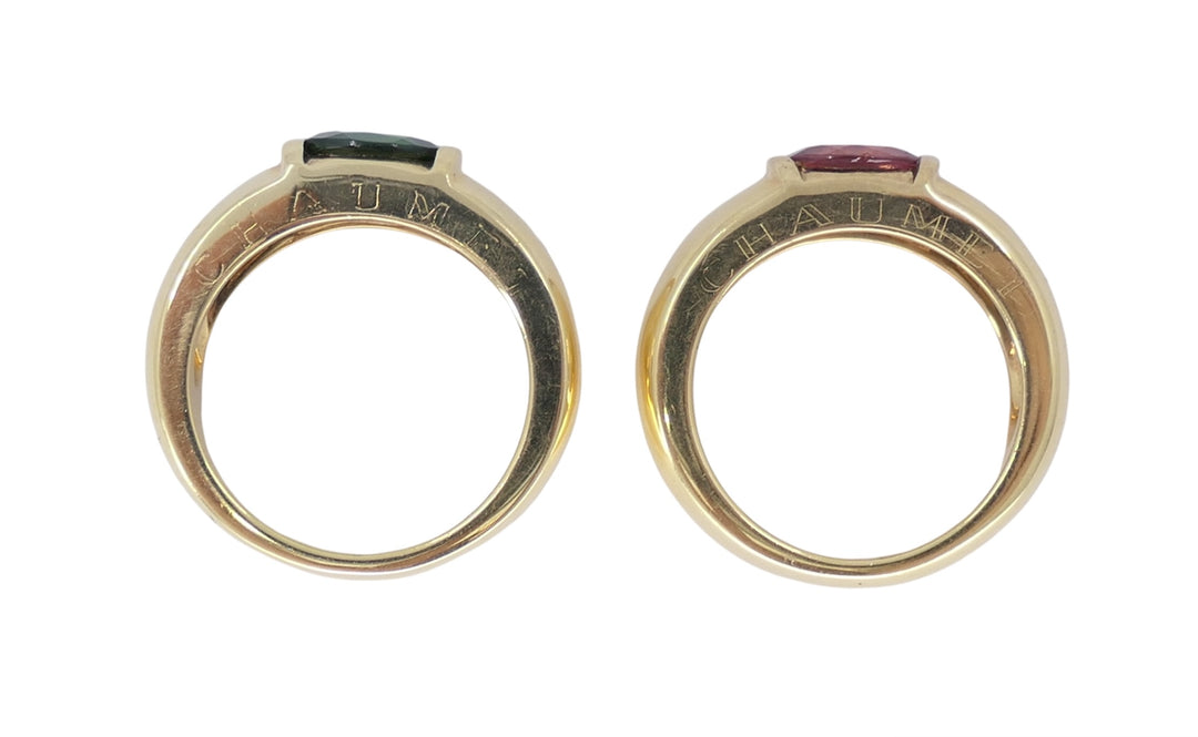 Chaumet Pair of 18k Gold Tourmaline Rings