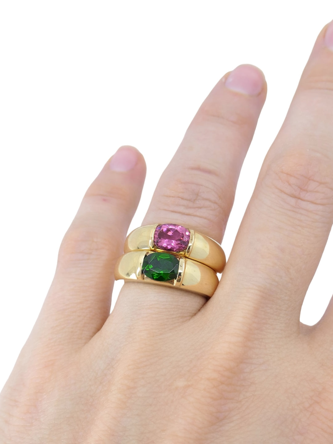 Chaumet Pair of 18k Gold Tourmaline Rings