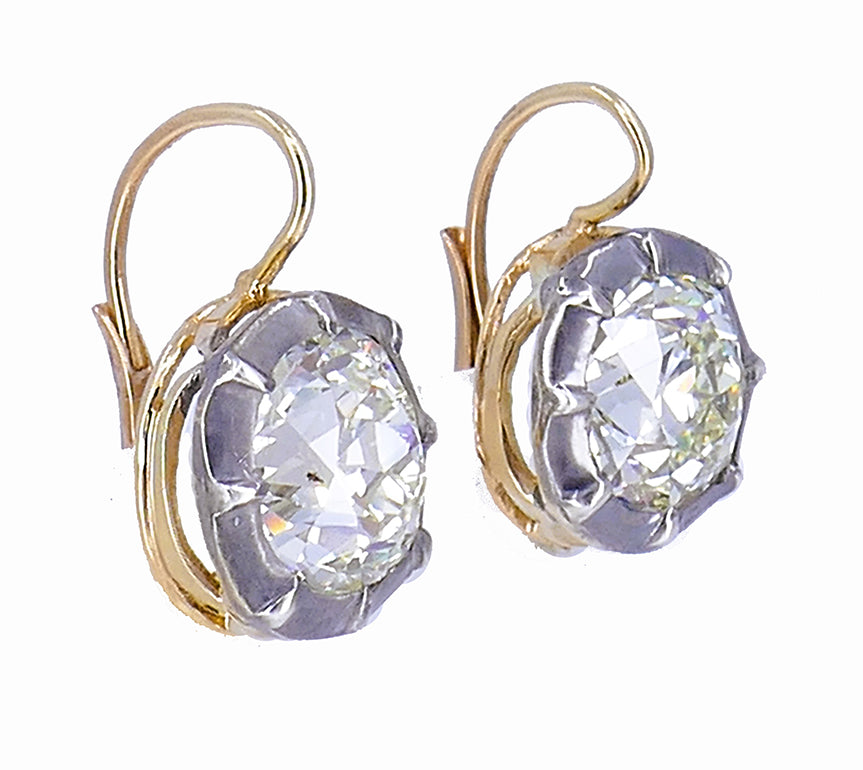 Cushion Cut Diamond Earrings Victorian Silver and Gold