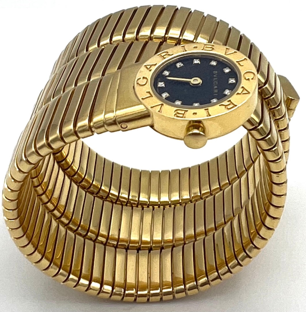 Bulgari Yellow Gold Serpenti Tubogas Wrap Around Wrist Watch w/ Diamonds