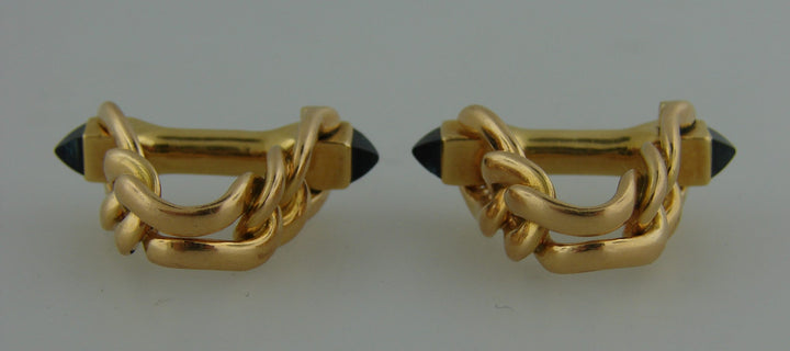 Vintage Boucheron Sapphire Yellow Gold Cufflinks