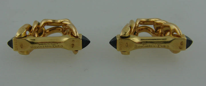 Vintage Boucheron Sapphire Yellow Gold Cufflinks