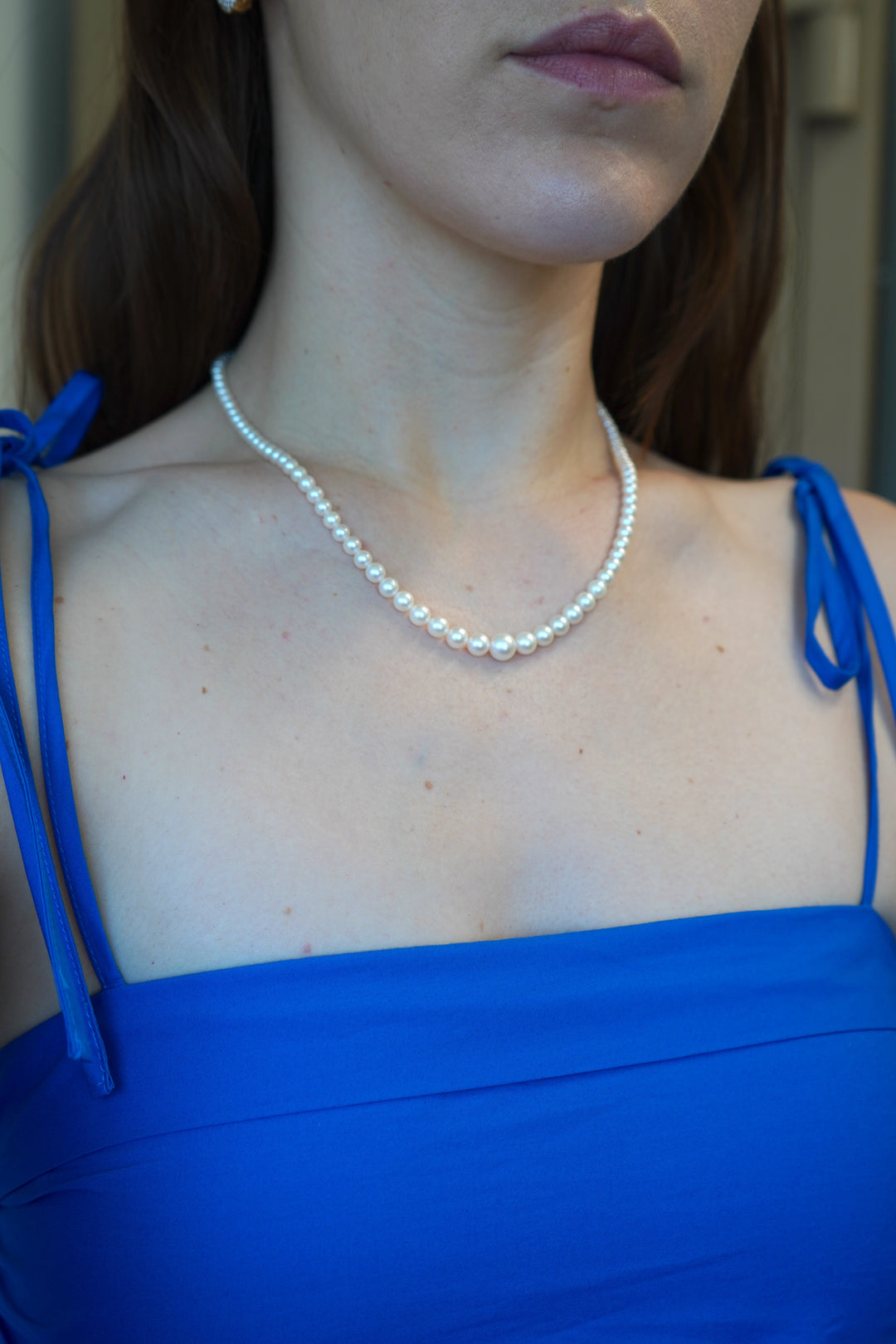 Vintage Mikimoto Akoya Pearl Graduated Necklace with Silver Clasp