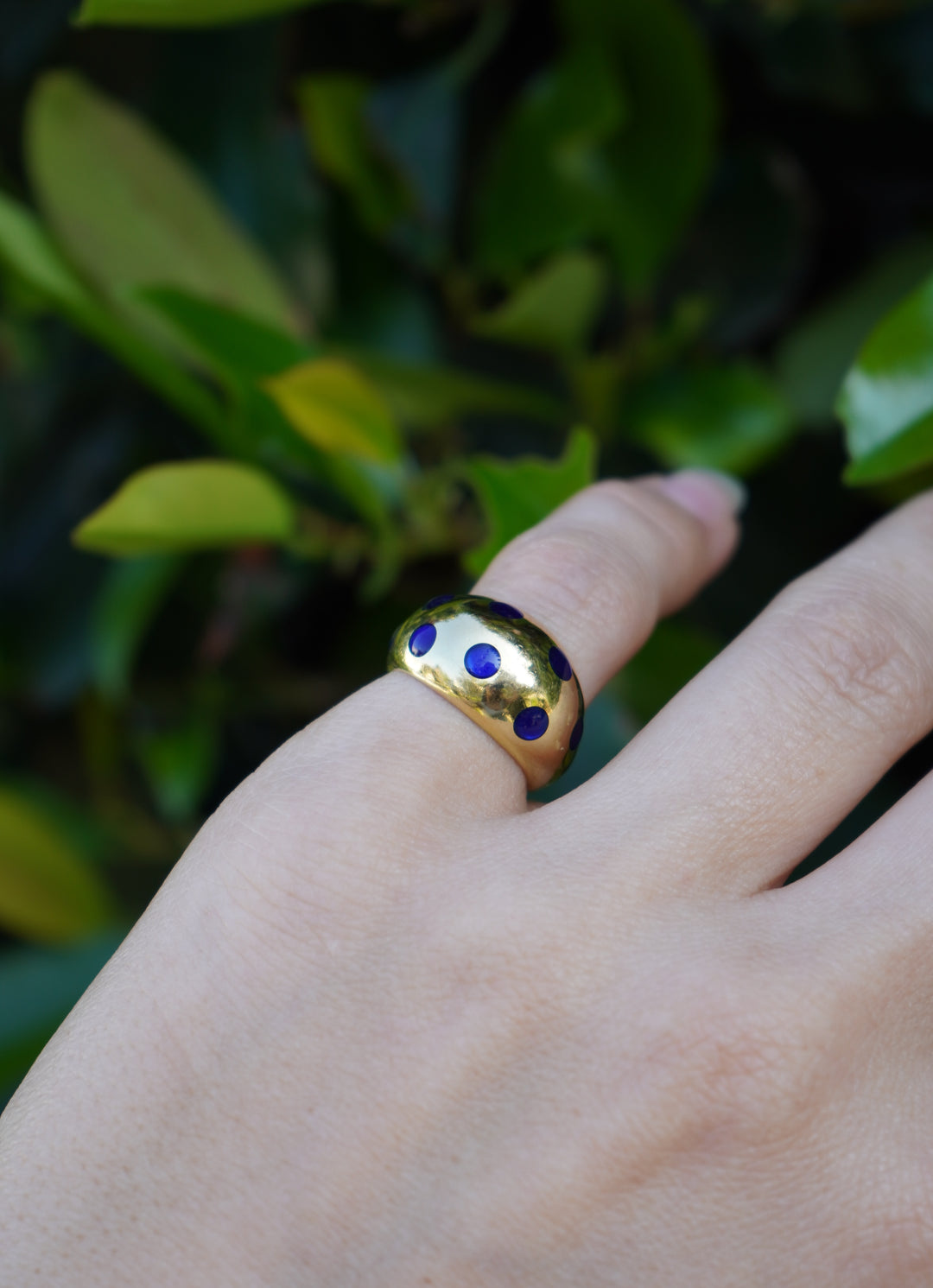 Vintage Van Cleef & Arpels 18k Gold Blue Enamel Ring