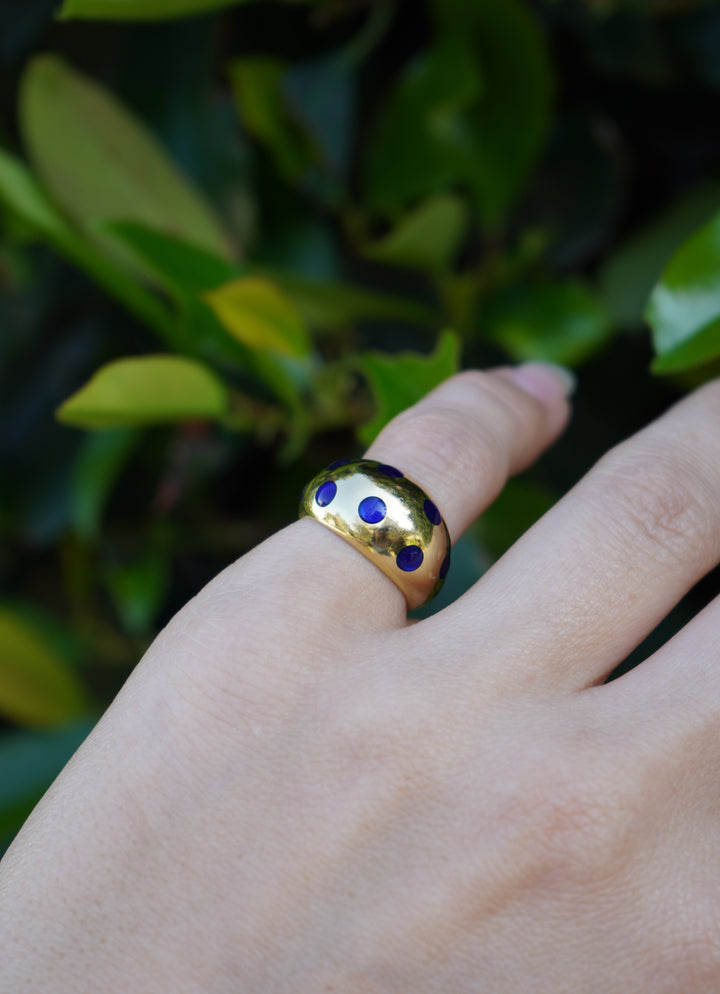 Vintage Van Cleef & Arpels 18k Gold Blue Enamel Ring