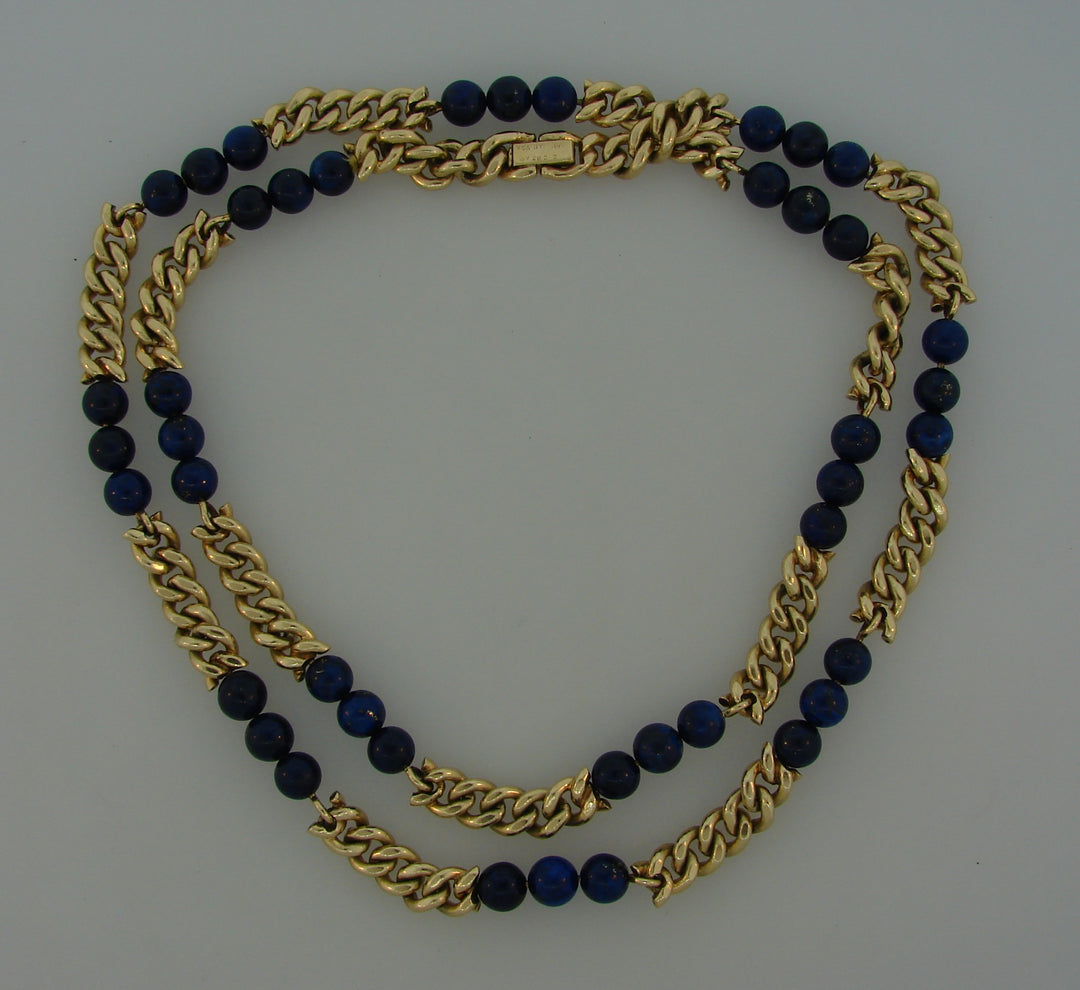 Vintage Van Cleef & Arpels Bead Necklace Yellow Gold Lapis Lazuli